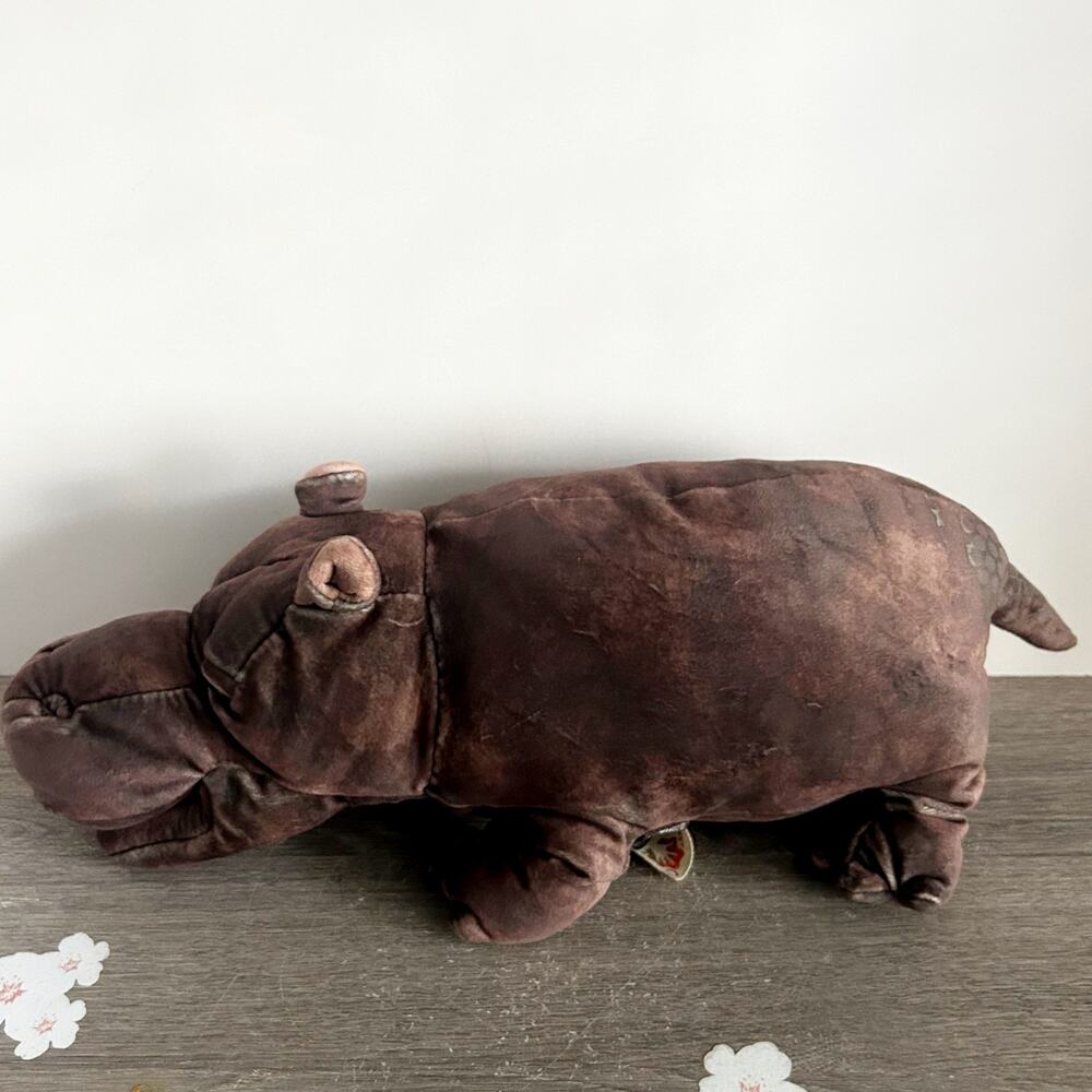 Folkmanis Realistic Baby Hippo Hand Puppet Stuffed Animal Plush EUC